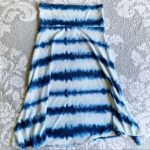LuLaRoe White and Blue Tie Dye Azure midi Skirt